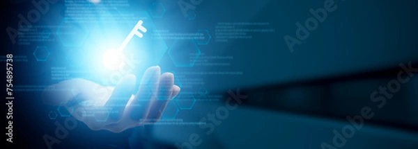 Obraz cybersecurity for business managed the document privacy to protection online data by lock icon virtual screen technology.protecting personal data on laptops interfaces prevent mail from scammer hacker