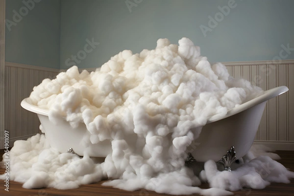 Fototapeta foam bath, foam shower, foam shower in the bathroom