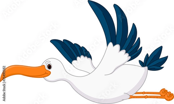 Obraz Happy flying stork cartoon