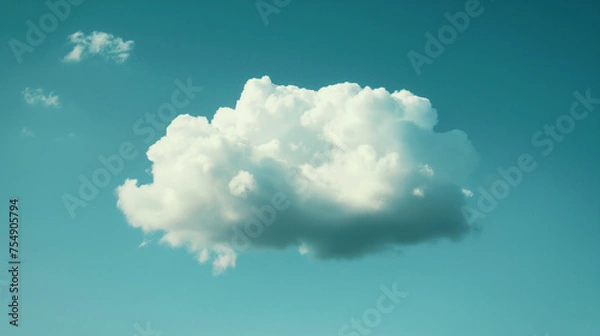 Fototapeta 하얀 구름, 하얀 구름 하나, 적운 하나, 파란 하늘과 구름 하나, 파란 하늘