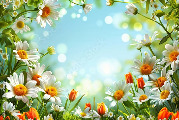 Fototapeta Spring Floral Background created with Generative AI