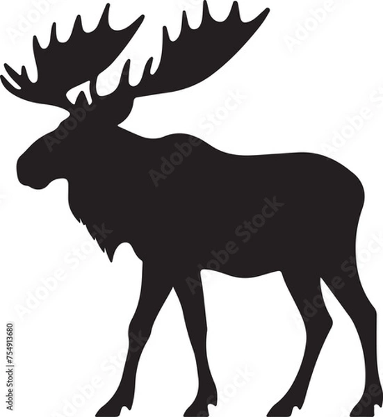 Obraz Moose Silhouette Vector Illustration White Background