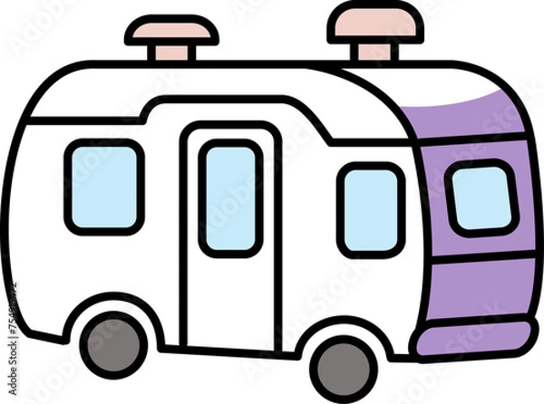 Fototapeta 캠핑카, 카라반일러스트,트레일러,
여행,카라반그림,