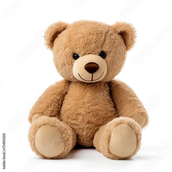 Fototapeta soft toy, teddy bear on a white background сreated with Generative Ai