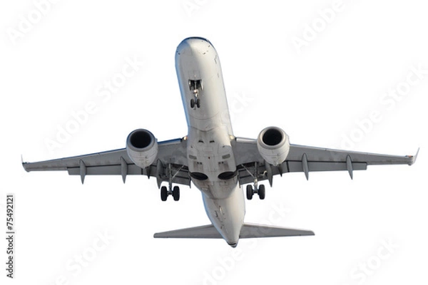 Obraz White plane with landing gear