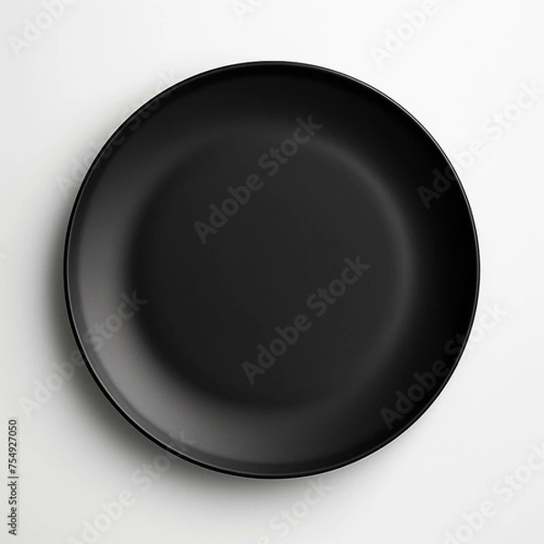Fototapeta black plate on a white background сreated with Generative Ai