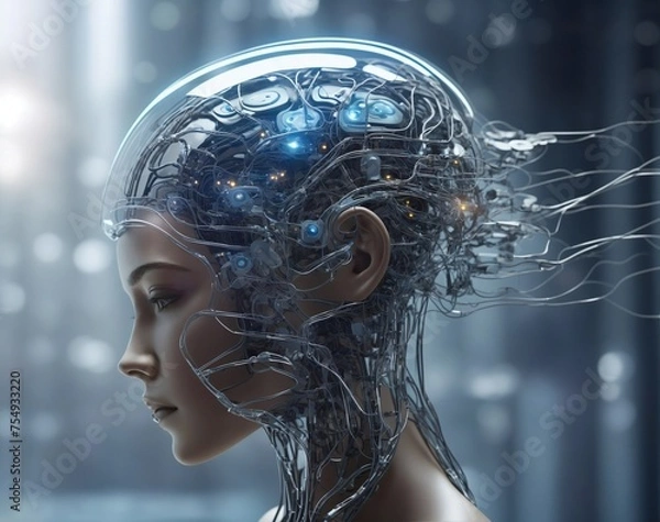 Obraz Witness the Synthesis of Data as the Android Interface Connects to a Network of Knowledge.