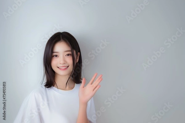 Fototapeta 案内をする可愛い女性