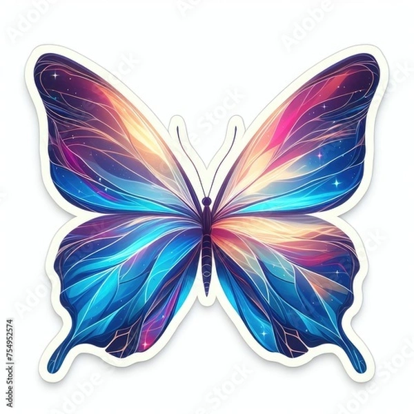 Fototapeta a vibrant, colorful butterfly with a galaxy-like pattern on its wings