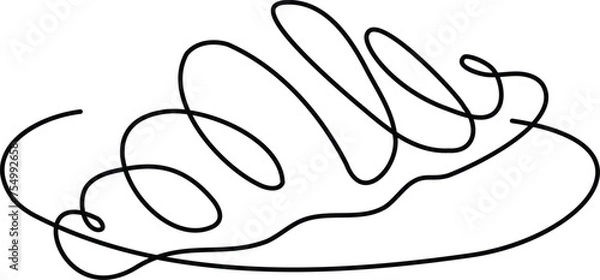 Fototapeta Elegant One line simple trendy icon black white isolated drawing with croissant