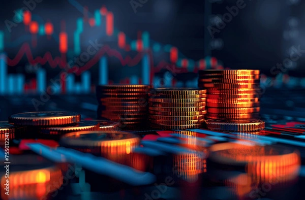 Fototapeta coins on the market