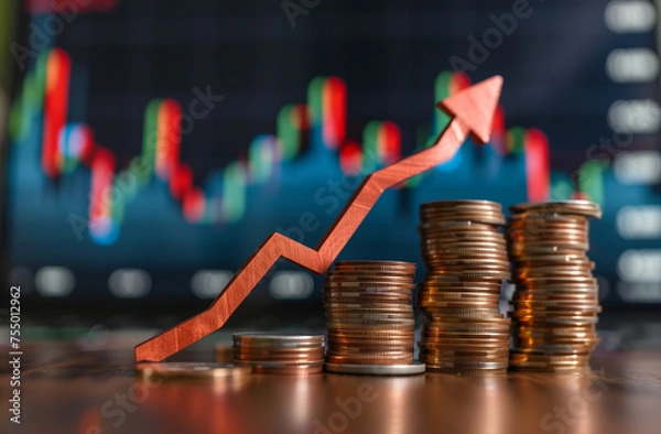 Fototapeta coins and graph