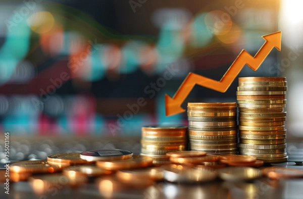 Fototapeta coins and chart