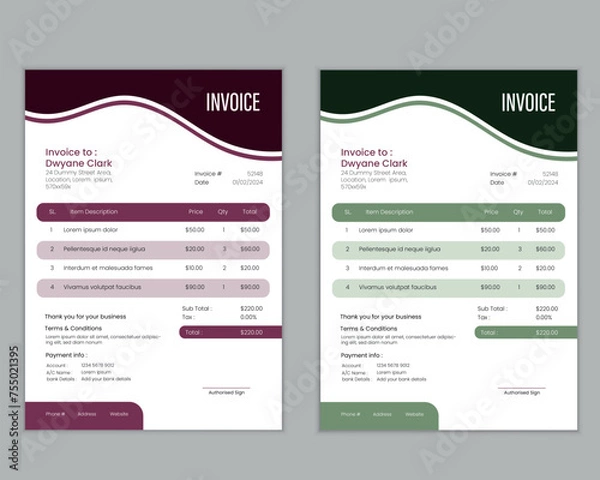 Obraz Business invoice design template
