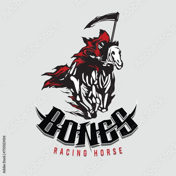 Fototapeta Vector silhouette of a running horse bone's