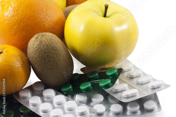 Obraz Fruit and tablets.