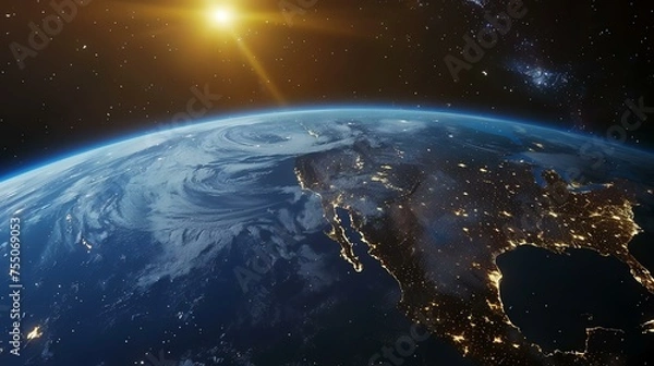 Fototapeta Earth from space shows the beauty of space exploration. 3D rendering