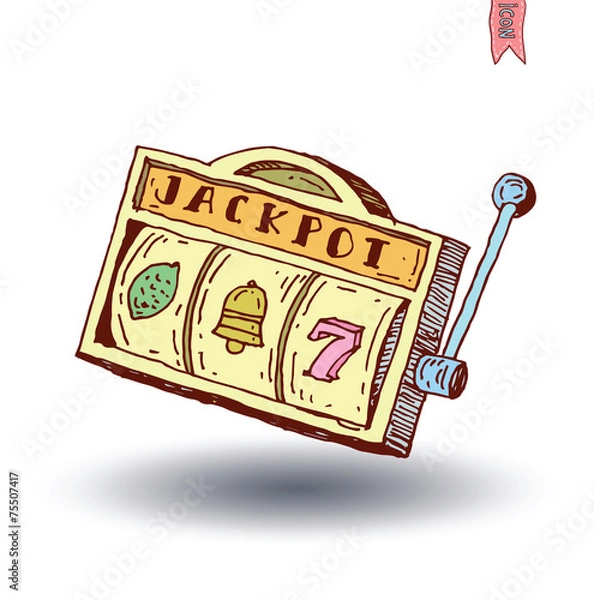 Obraz slot machine, hand drawn vector illustration.