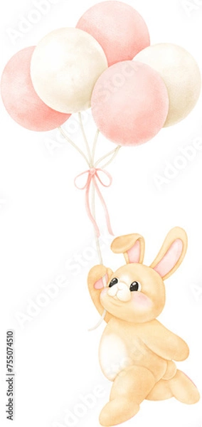 Obraz Cute Rabbit and Balloons