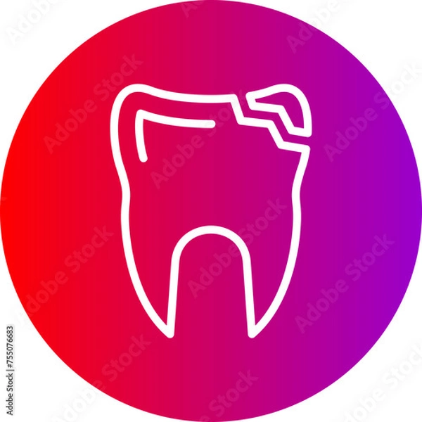 Obraz Broken Tooth Line Gradient Circle Icon