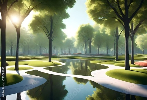 Obraz sunset over the river