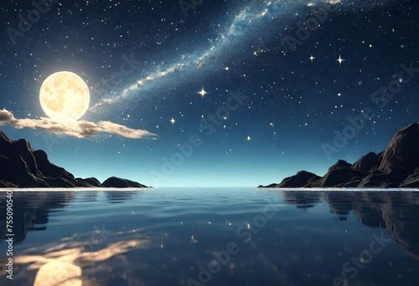 Obraz night landscape with moon