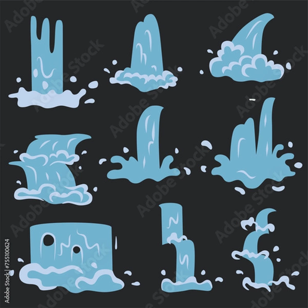 Obraz waterfall clip art element collection set