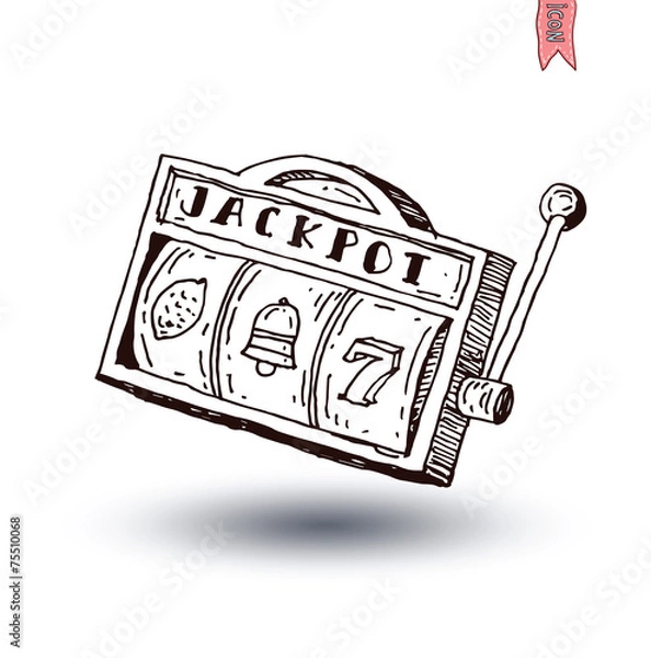 Obraz slot machine, hand drawn vector illustration.