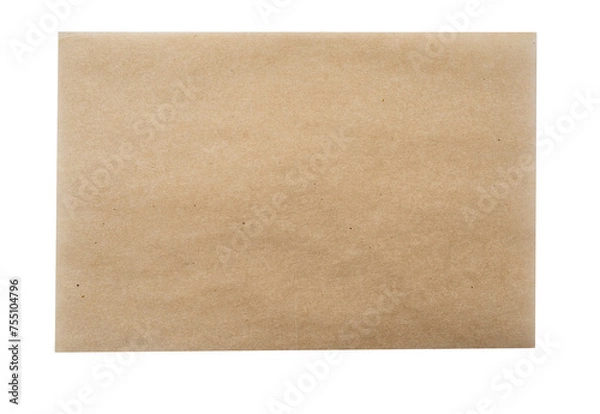 Fototapeta Thin square piece of tracing paper, parchment paper isolated on white, PNG