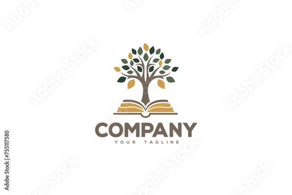 Fototapeta Tree Logo Design - Book and Tree Logo Design - Book Logo Design	
