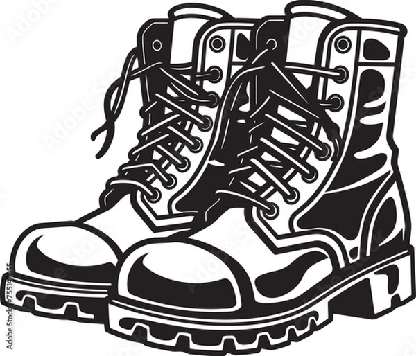 Fototapeta Precision Performance Combat Boots Vector Symbol Tactical Traction Vector Symbolic Design