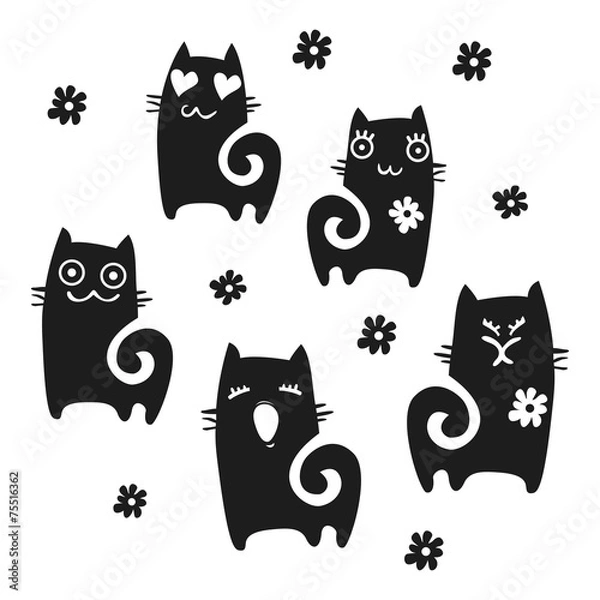 Obraz Cats collection - vector silhouette sets