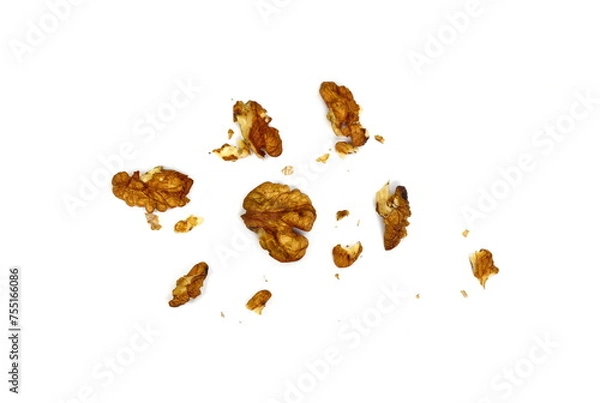 Fototapeta Ground, milled, crushed, Chopped pecan nuts isolated on white background