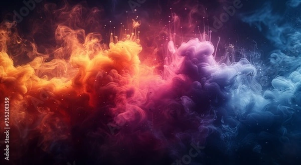 Fototapeta A cloud of colorful gas is swirling in the atmosphere