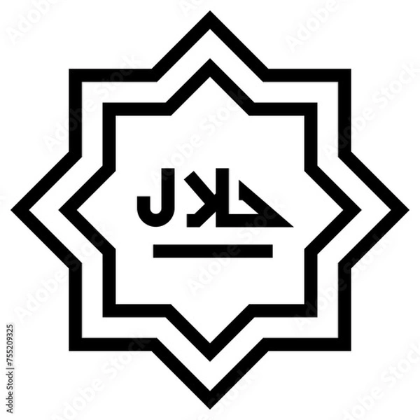 Fototapeta Islamic Icon. Line Art Style Design Isolated On White Background