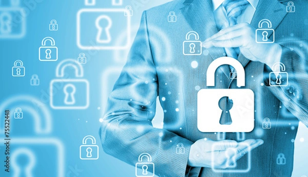 Obraz lock security businessman protect concept