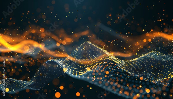 Obraz Enhancing Connectivity, Abstract Cyber ​​Network Grid with Artificial Neurons and Global Data Connections