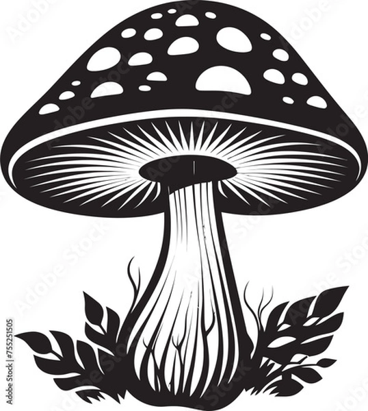 Fototapeta Toadstool Tapestry Vector Logo with Mushroom Emblem Enchanted Elixirs Mushroom Symbol