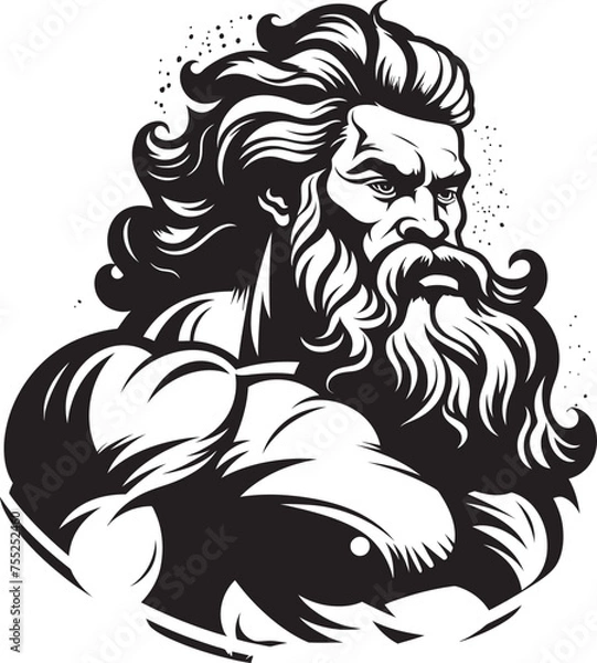 Fototapeta Thunderous Physique Gym Icon with Zeus Deity Vector Divine Sculpt Vector Logo Design with Zeus Icon