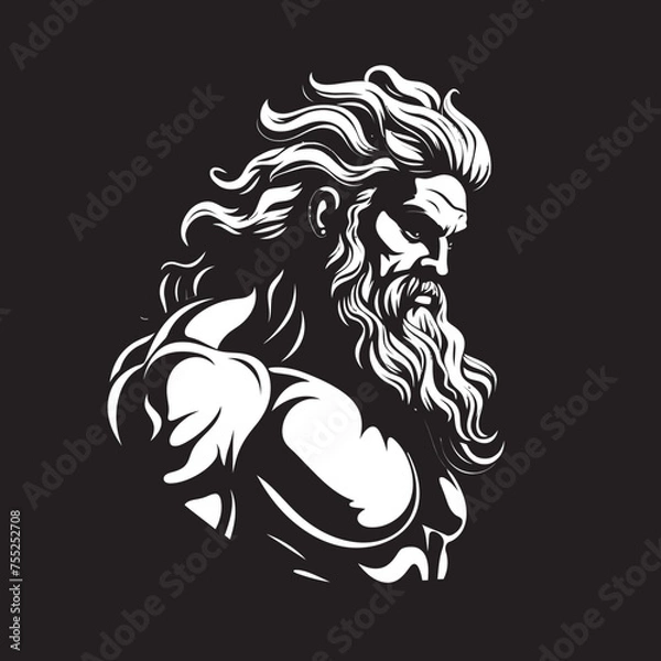 Fototapeta Thunderous Training Gym Icon with Thunder God Olympus Vitality Vector Logo Design with Olympian Deity