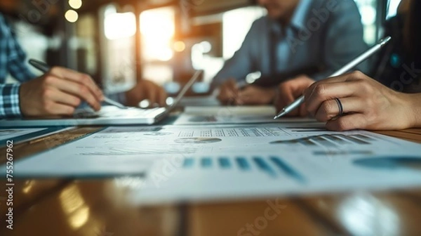 Fototapeta Team of Business Executives at the Table created with Generative AI Technology, ai, generative
