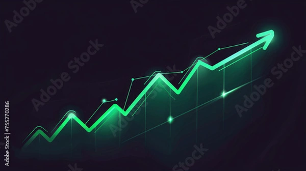 Obraz Business economic data graph chart bar growth success 3D illustration background