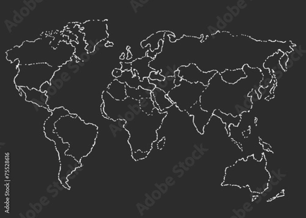 Fototapeta World map. Sketch. Vector illustration.