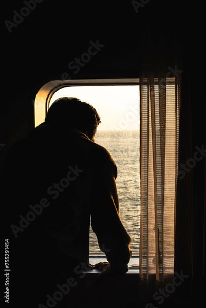 Fototapeta 船の外を眺める