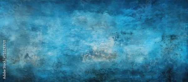 Fototapeta An electric blue background with a textured painting pattern creates a symmetrical horizon of darkness, blending tints and shades in visual arts and science