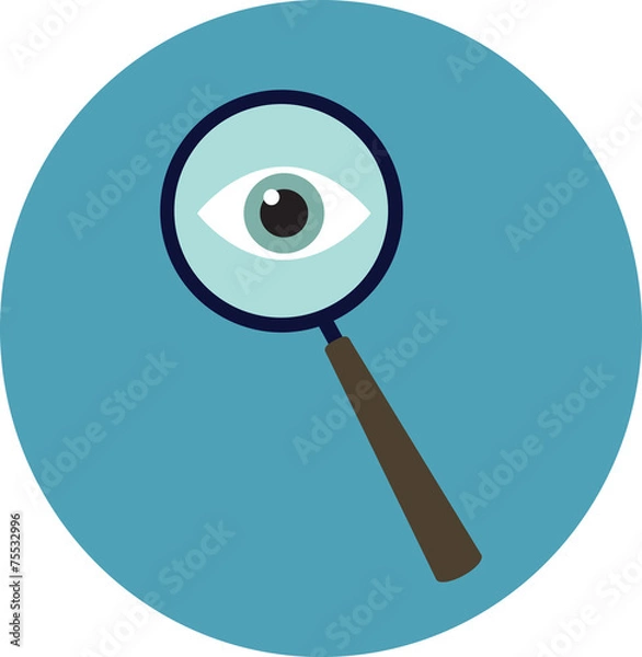 Fototapeta Vector icon eye looking  magnifying, detective, web button