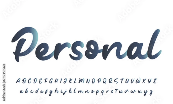 Fototapeta Hand drawn vector calligraphy tattoo alphabet with numbers