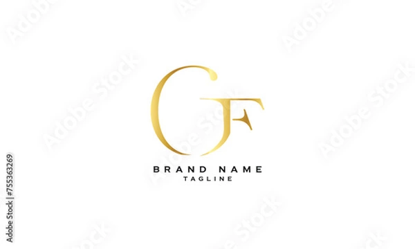 Fototapeta GF, FG, Abstract initial monogram letter alphabet logo design