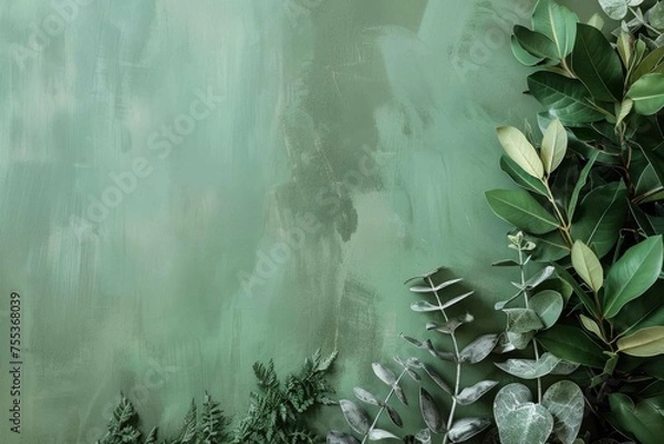 Fototapeta A cooling gradient transition from a deep forest green to a pale sage, offering a refreshing and natural aesthetic