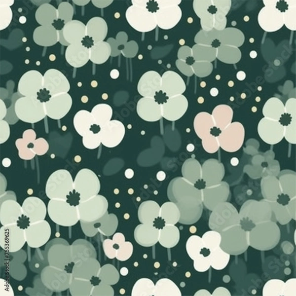 Fototapeta Aqua Terra Brown French Grey Abstract Wild Flower Elegant Leaf Watercolor Scandinavian Design Seamless Pattern Wallpaper Curtain Bedding Upholstery White Background Vector